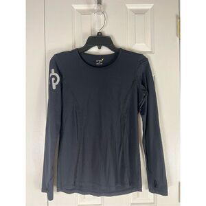 Pheel Active Womens Black Reflective Long Sleeve Top Pullover Size M